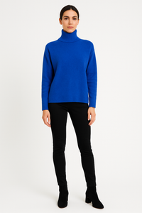 Ribbed High Neck, Acrylic & Nylon Knitted Jumper