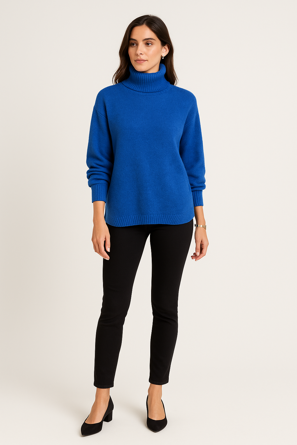 Acrylic & Nylon Knitted, Roll Neck Jumper