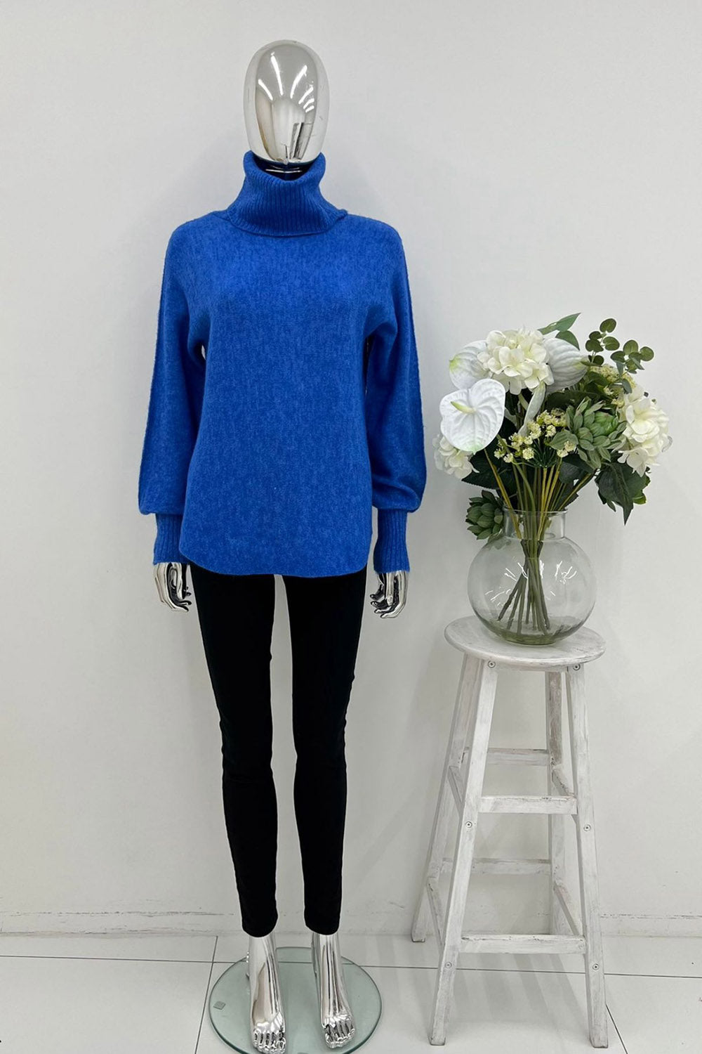 Acrylic & Nylon Knitted, Roll Neck Jumper