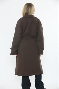 Wool-Blend Belted Long Coat