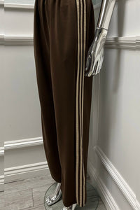 Elasticated Waist,Two Pocket Side Stripe Detailed Wide Leg Trouser