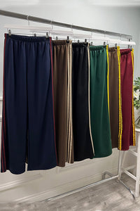 Elasticated Waist,Two Pocket Side Stripe Detailed Wide Leg Trouser