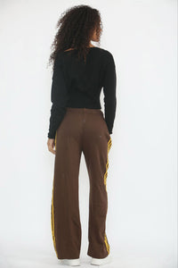 Elasticated Waist,Two Pocket Side Stripe Detailed Wide Leg Trouser