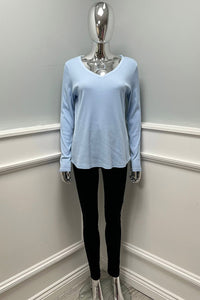 V Neck, Long Sleeve Ribbed Top