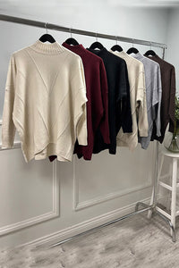Ribbed High Neck And Ribbed Cuff Detailed, Viscose, Modal & Polymide Knitted Jumper