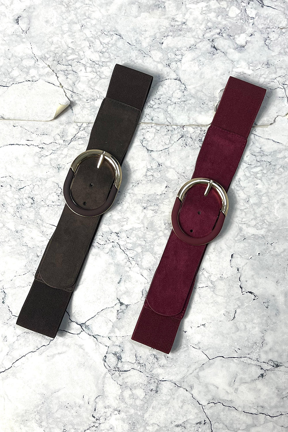 Suede Buckle Stretch Belt