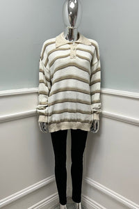 Collared Button Stripe Detailed, Jumper.