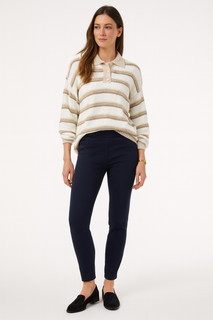Collared Button Stripe Detailed, Jumper.