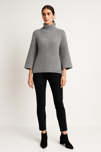 High Neck, Pop Corn Knitted Jumper