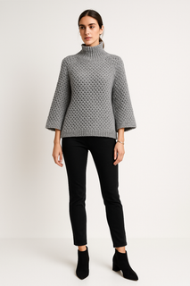 High Neck, Pop Corn Knitted Jumper