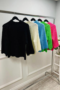 High Neck, Pop Corn Knitted Jumper