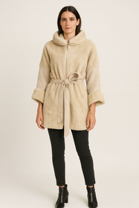 Plush Faux-Fur Belted Coat