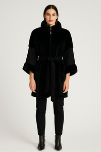 Plush Faux-Fur Belted Coat