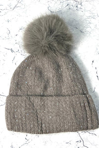 Beanie cap with subtle sequins