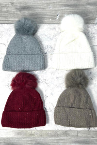 Beanie cap with subtle sequins