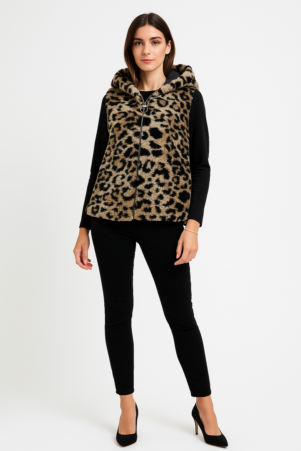 Zip Through, Elasticated Hem, Two Pocket Teddie Hoodie.