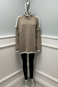 High Neck, Lana Wool, Viscose & Acrylic Knitted, Oversized Jumper