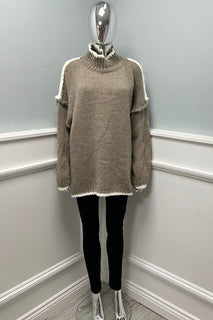 High Neck, Lana Wool, Viscose & Acrylic Knitted, Oversized Jumper