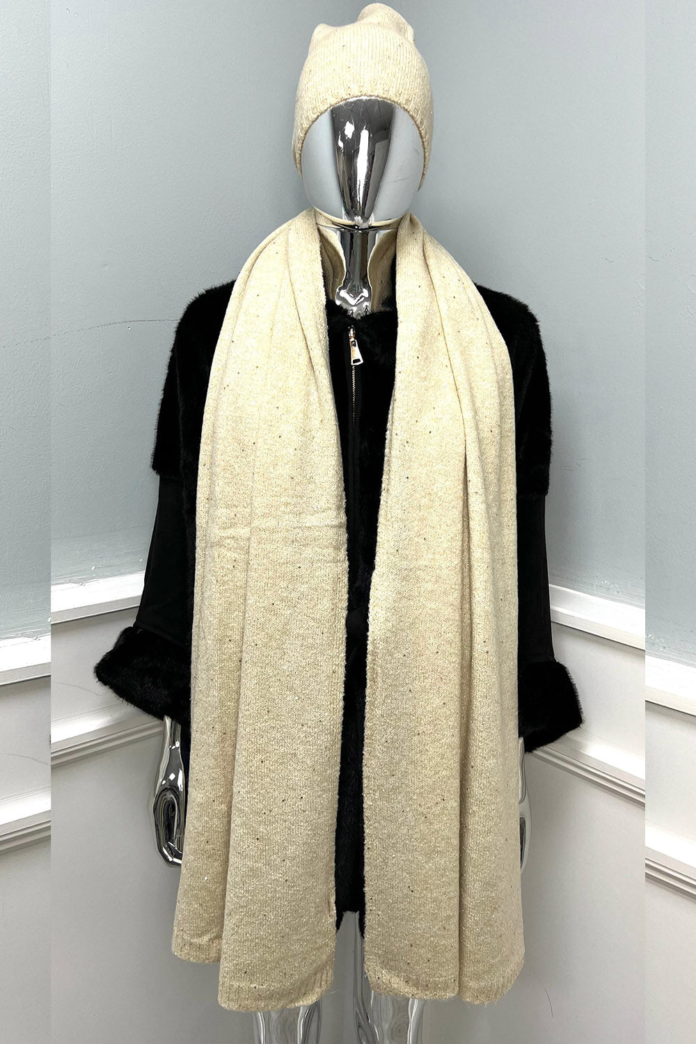 Cozy Speckled Knit Scarf & Beanie Set