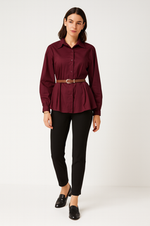 Long sleeves , button-down Shirt with Belts