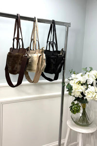 Faux-Fur Panel Crossbody Tote