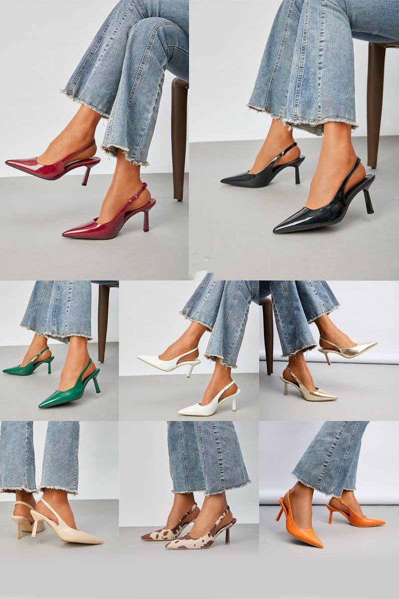 Patent Pointed Slingback Heels
