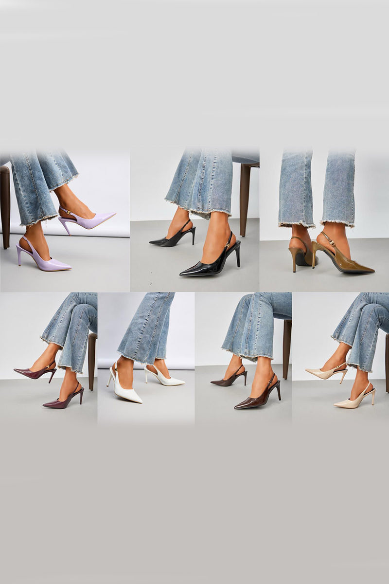 Pointed Toe Slingback Heels