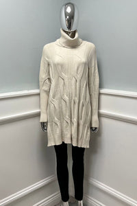 Roll Neck, Side Split Hem, Cable Knit Jumper