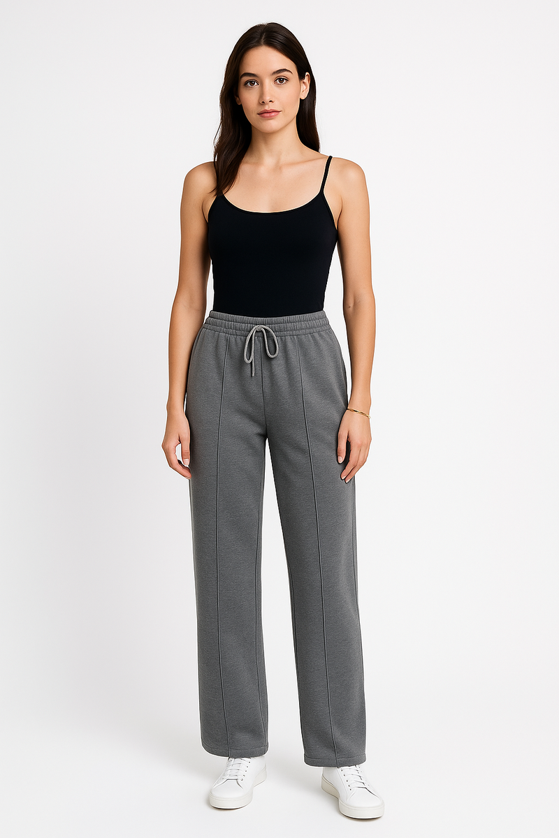 Fleece Lined, Elasticated Waist, Two Pocket Wide Leg Trouser.