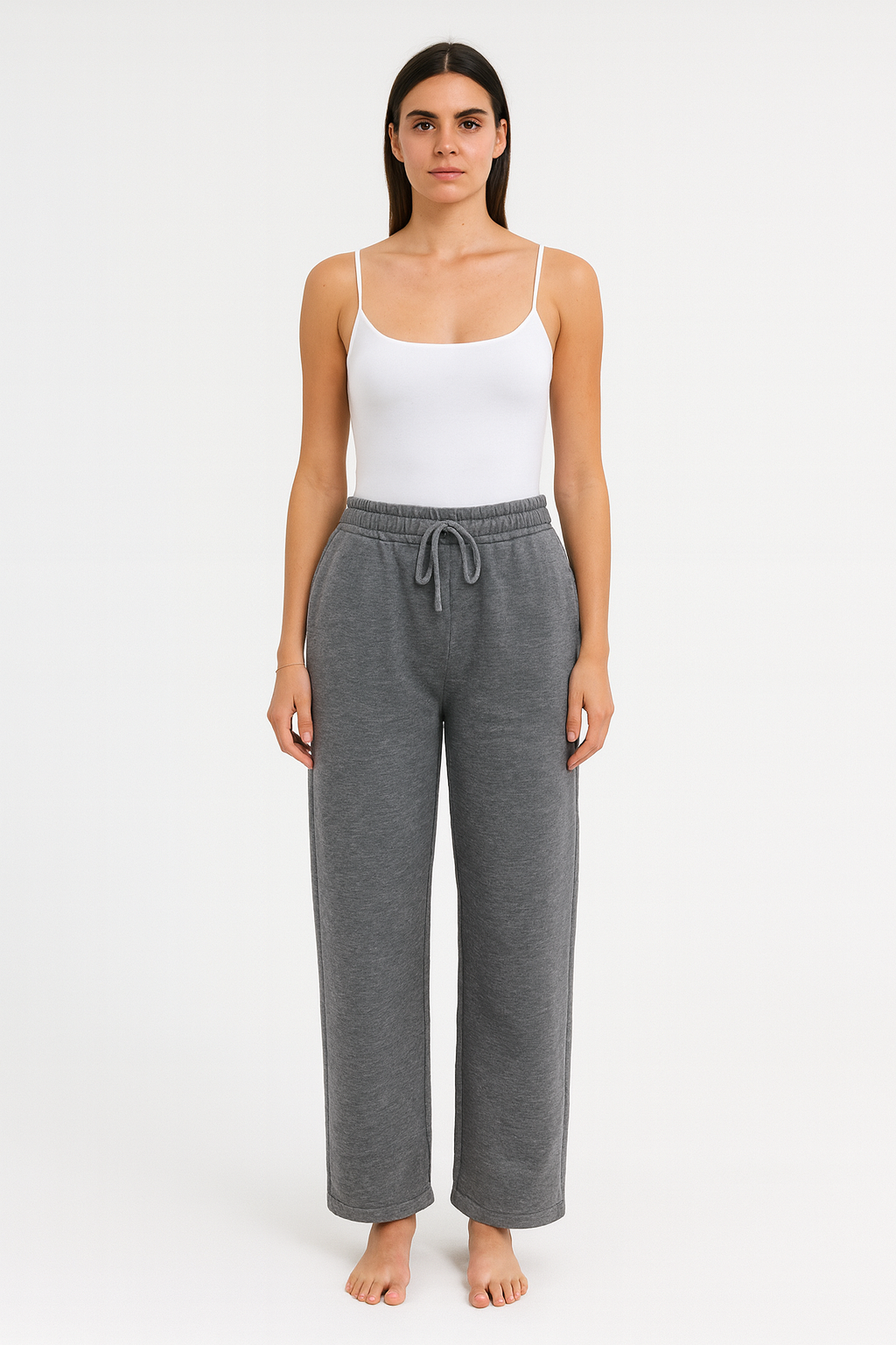 Fleece Lined, Elasticated Waist, Two Pocket Wide Leg Trouser