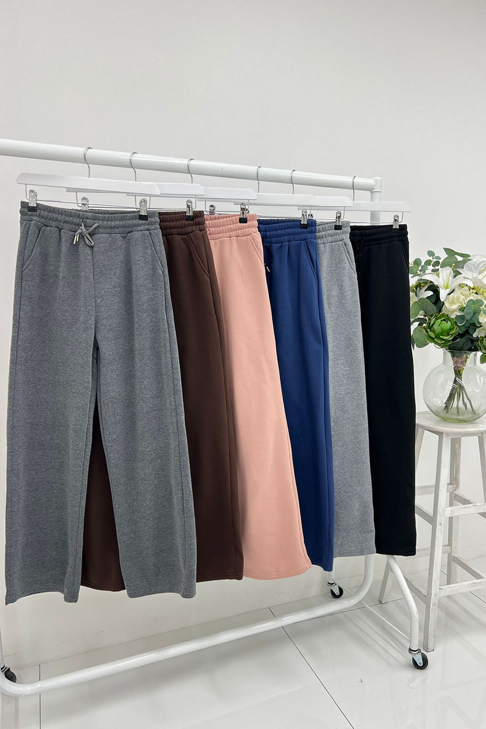 Fleece Lined, Elasticated Waist, Two Pocket Wide Leg Trouser