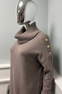 Golden Studd Detailed, Viscose & Polymide Knitted, Roll Neck Jumper