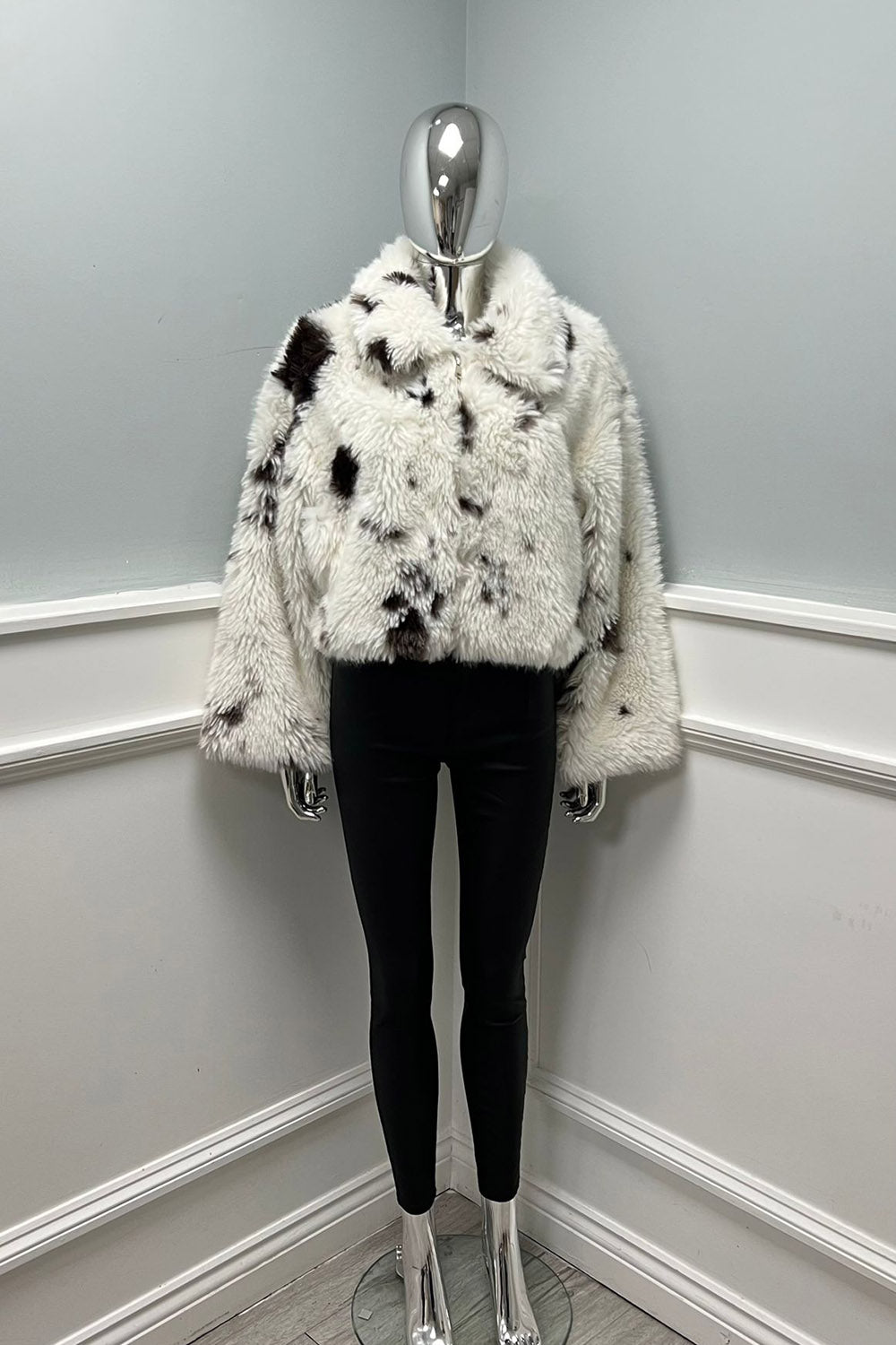 Collared, Zip Through, Two Pocket Fur Jacket