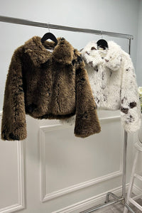 Collared, Zip Through, Two Pocket Fur Jacket