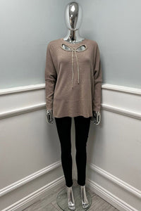 Round Neck, Diamanté Studded Bow Detailed, Viscose & Polymide Knitted Jumper