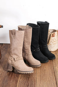 Studded Block-Heel Ankle Boots SH5383