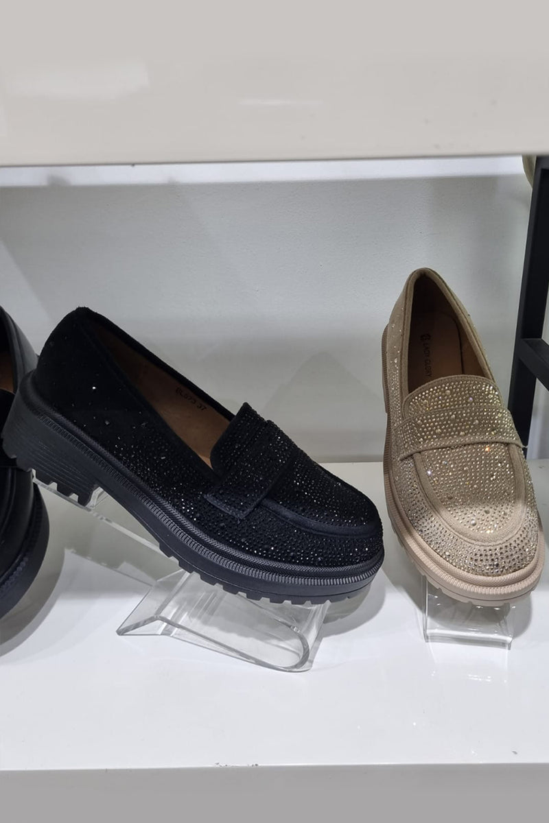 Studded Platform Loafer Shoes SH5390