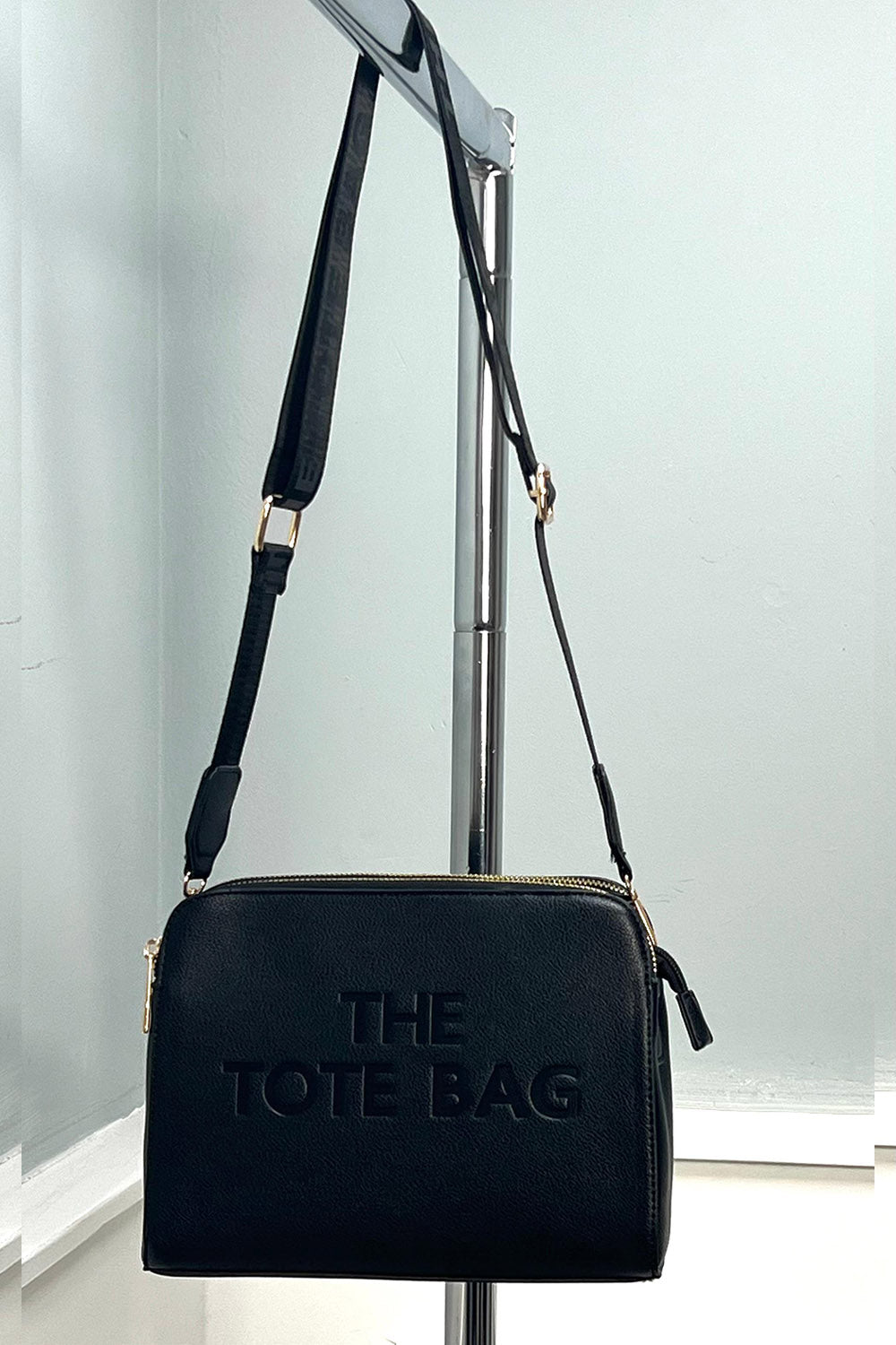 Embossed Faux-Leather Crossbody Tote Bag