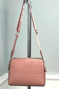 Embossed Faux-Leather Crossbody Tote Bag