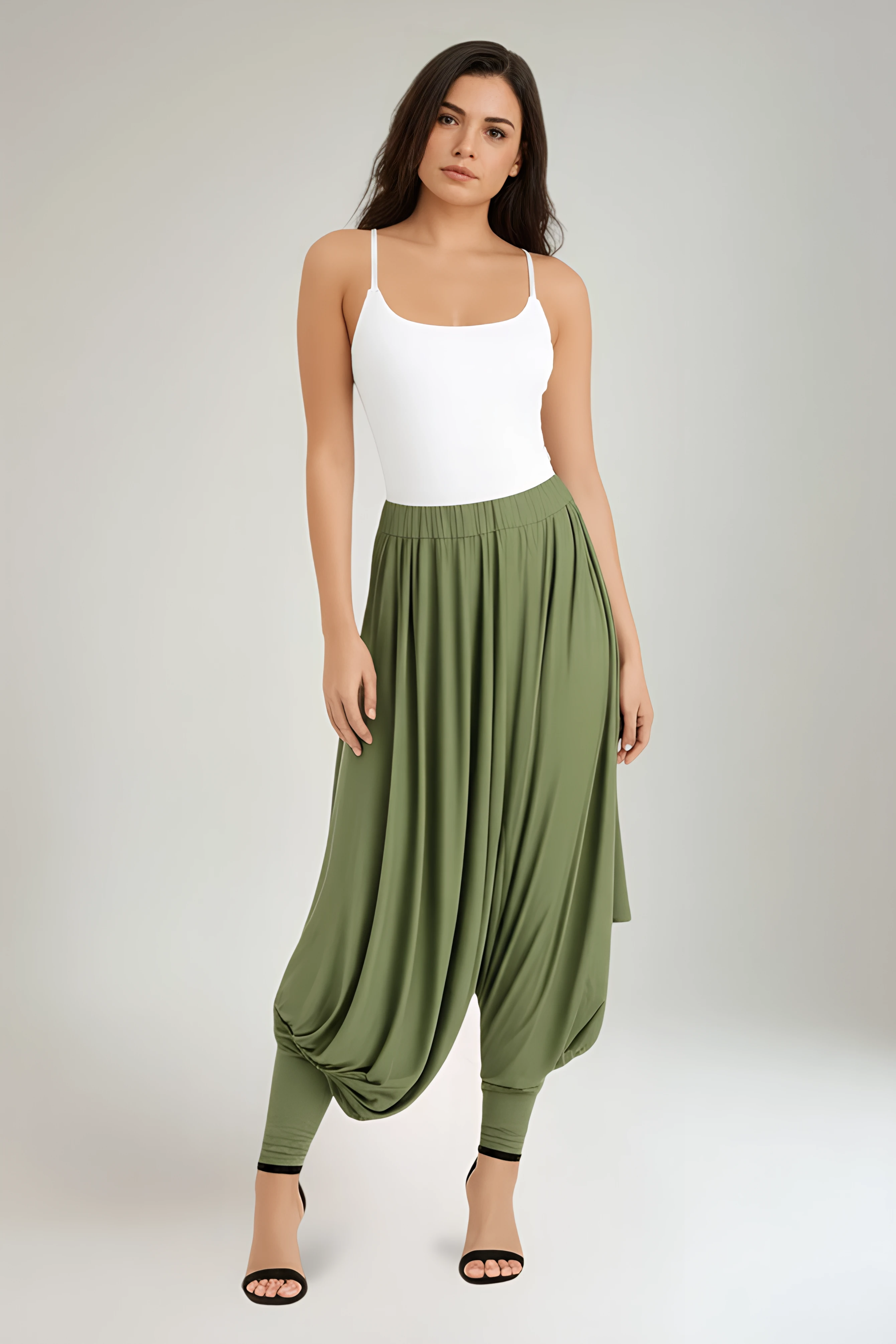 Elasticated Waist & Cuff, Two Pocket Viscose Hareem Trouser
